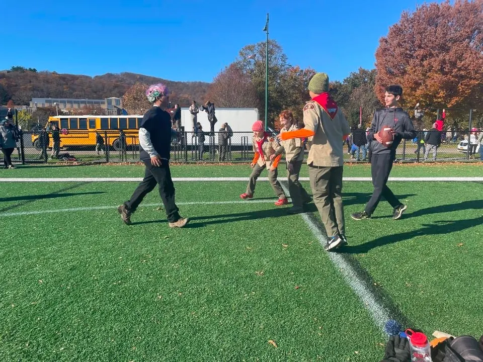 Scouts crossing the field at Scout Day at West Point